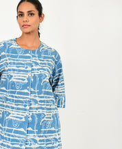 Indigo Splash Button Dress
