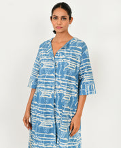 Indigo Splash Button Dress