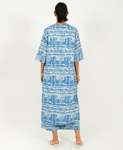 Indigo Splash Button Dress