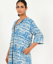 Indigo Splash Button Dress