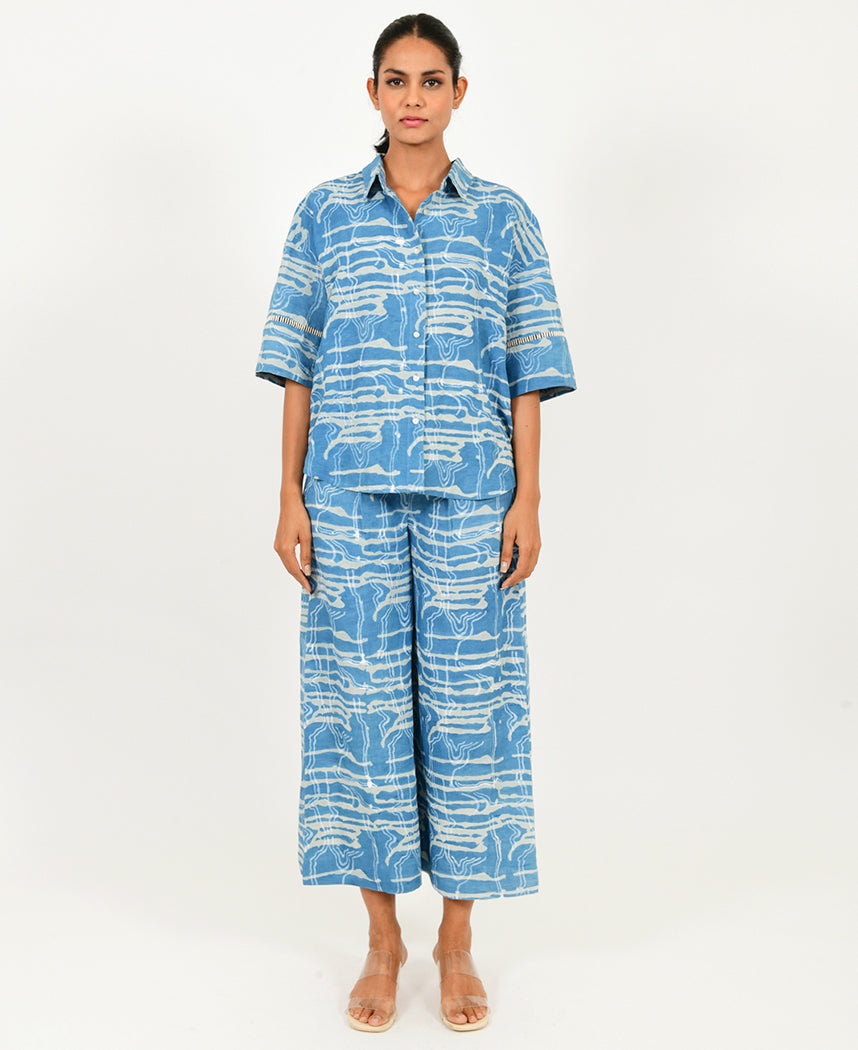 Indigo Splash Shirt Set