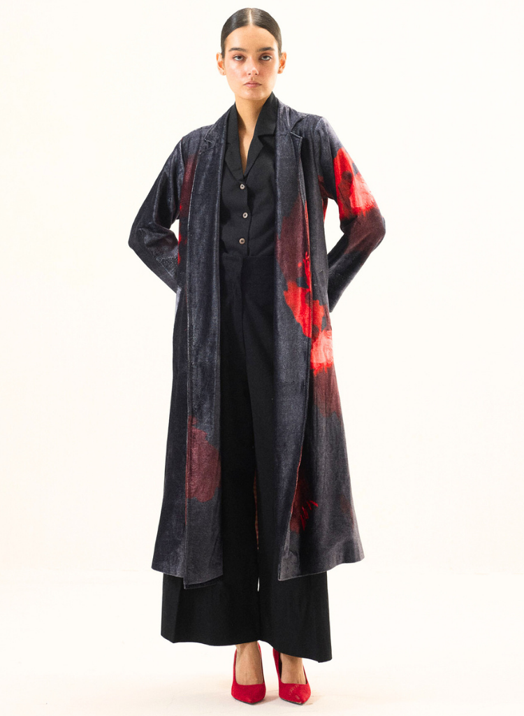 Ink Rose Trench Coat