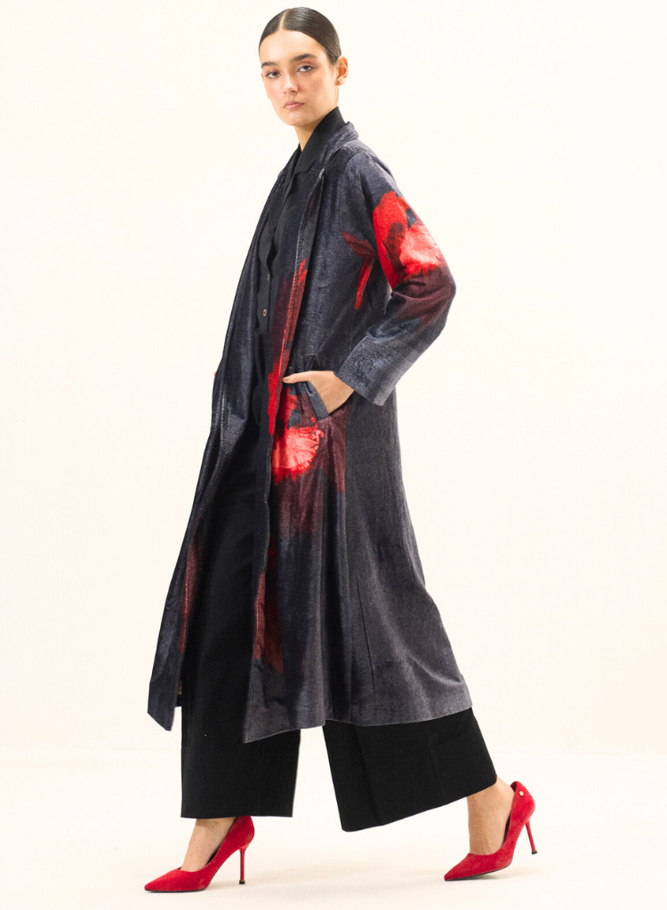 Ink Rose Trench Coat