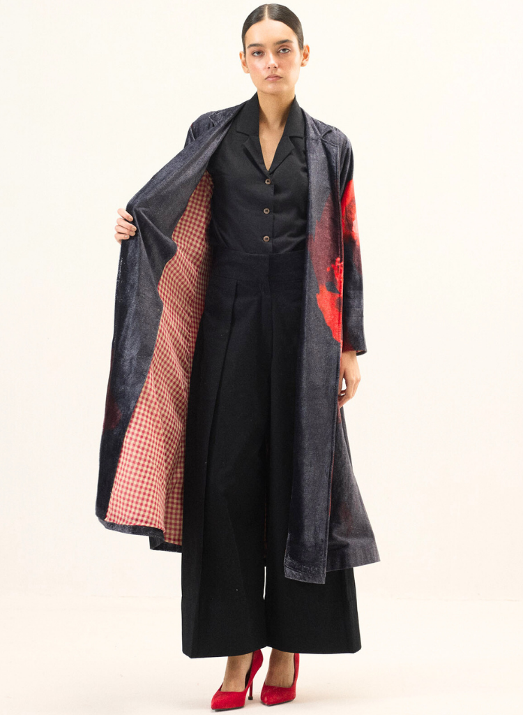 Ink Rose Trench Coat