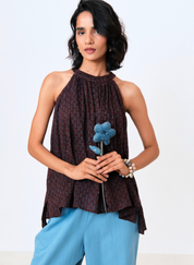 Maroon Iris Halter Top