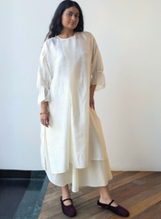 Ivory Broad Pleat Silk Set