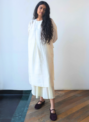 Ivory Broad Pleat Silk Set