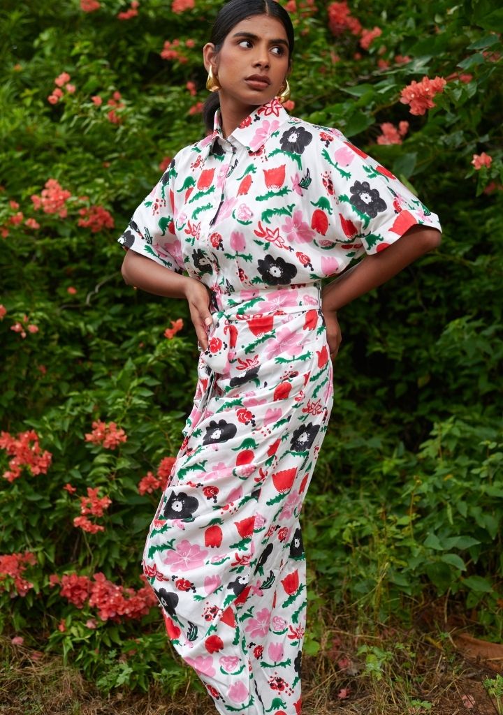 Jardin Spray Draped Dress