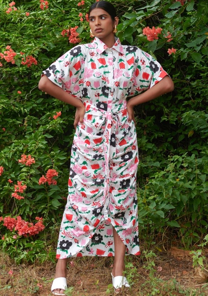 Jardin Spray Draped Dress