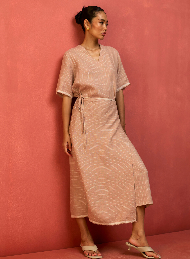 Karo Stripe Wrap Dress