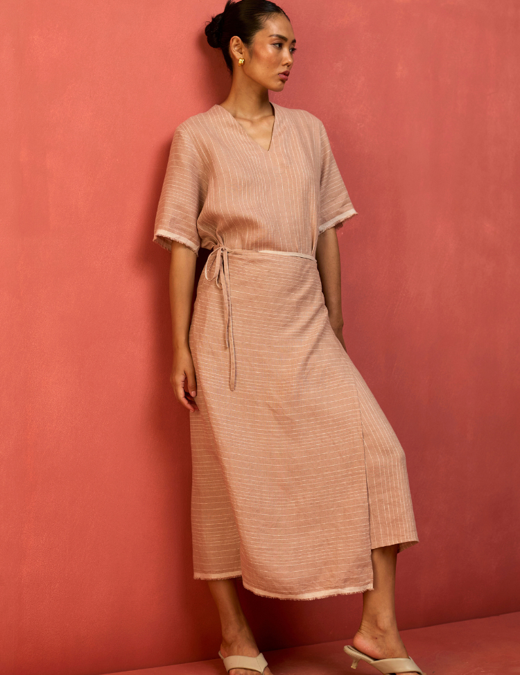 Karo Stripe Wrap Dress