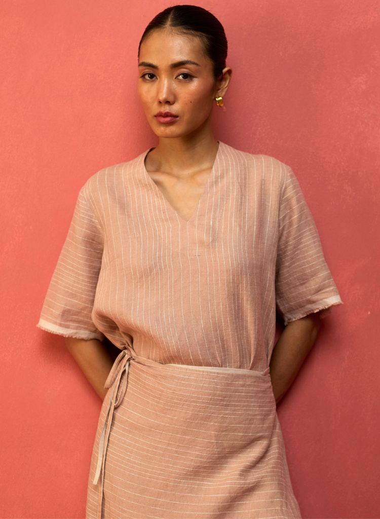 Karo Stripe Wrap Dress