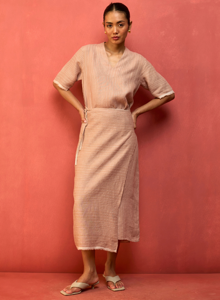 Karo Stripe Wrap Dress