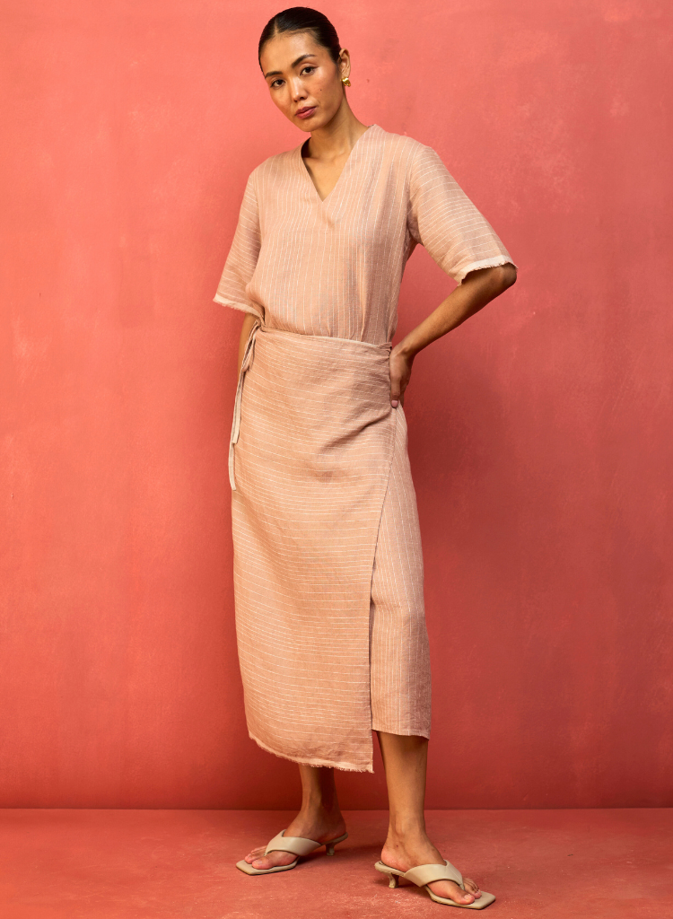 Karo Stripe Wrap Dress