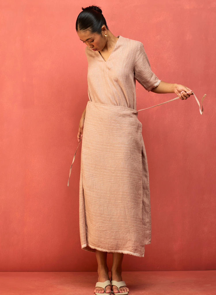 Karo Stripe Wrap Dress