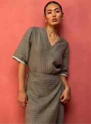 Karo Stripe Wrap Dress