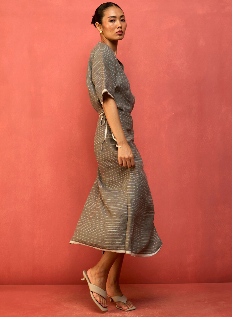 Karo Stripe Wrap Dress