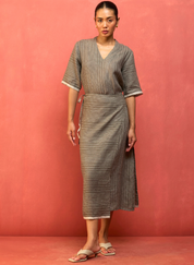 Karo Stripe Wrap Dress