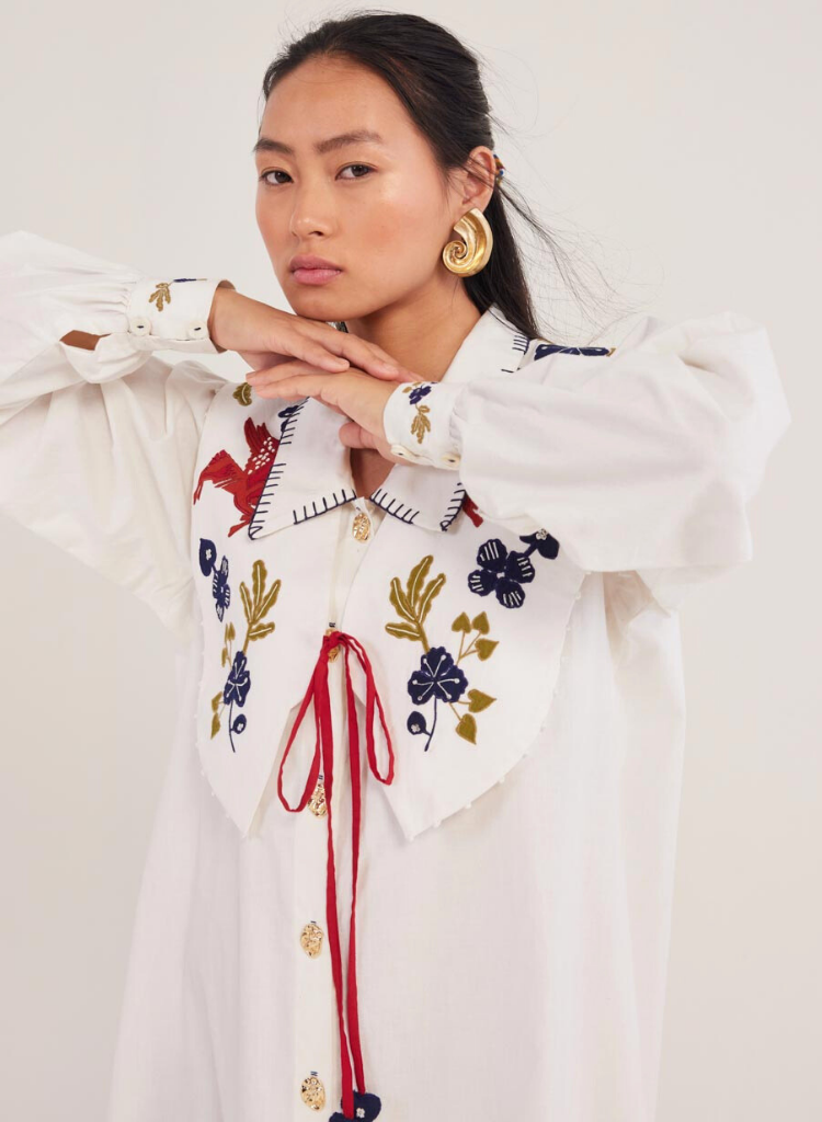 Kiji Embroidered Bib