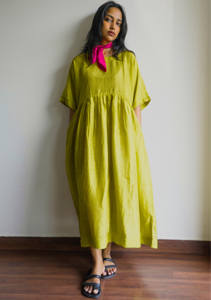 Lime Kimono Sleeve Dress
