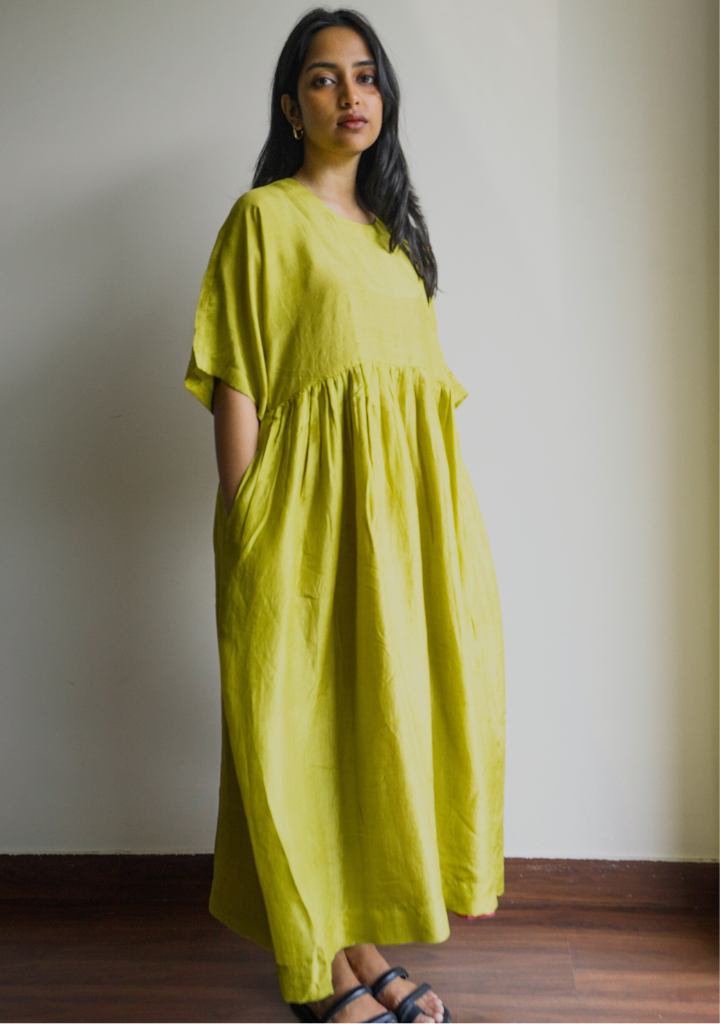 Lime Kimono Sleeve Dress
