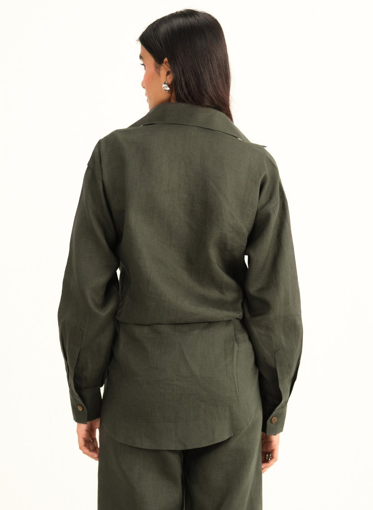 Dark Green Linen Set