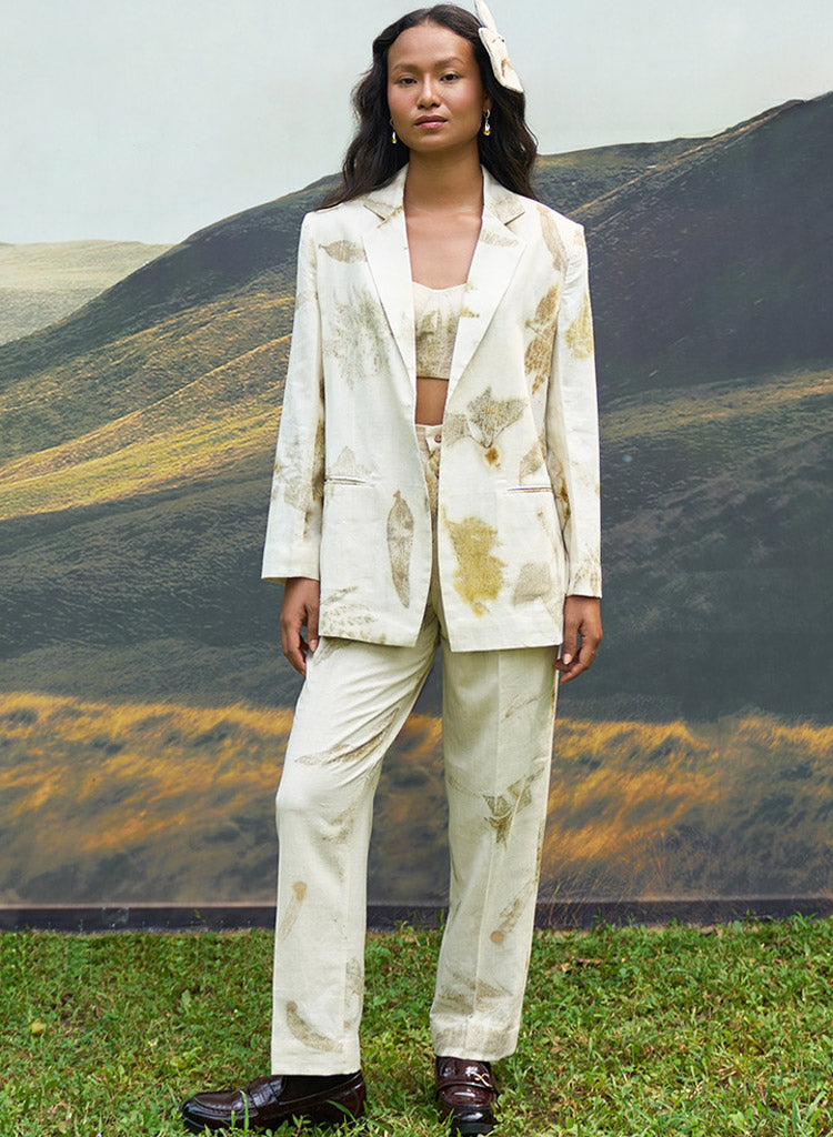 Live Leafy Notch Blazer Set