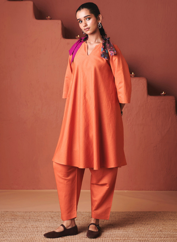 Marigold Pheran Kurta Set