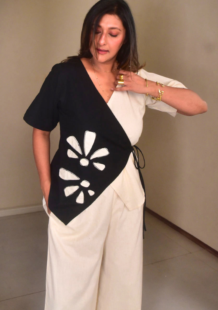 Mia Appliqué Wrap Top