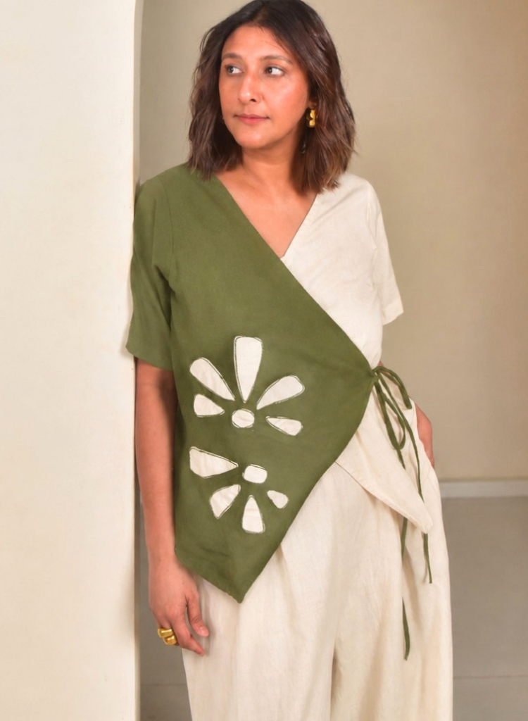 Mia Appliqué Wrap Top