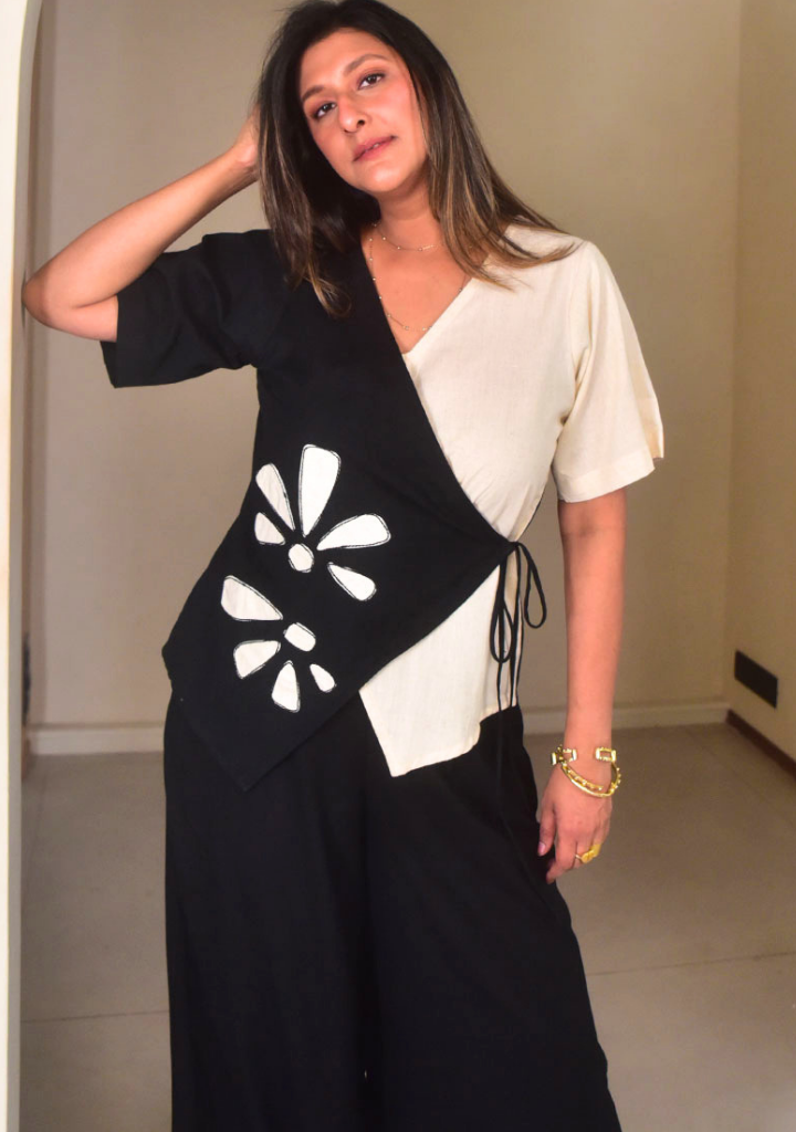 Mia Appliqué Wrap Top