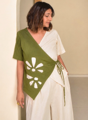 Mia Appliqué Wrap Top