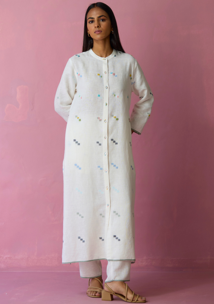 Miel Jamdani Kurta Set