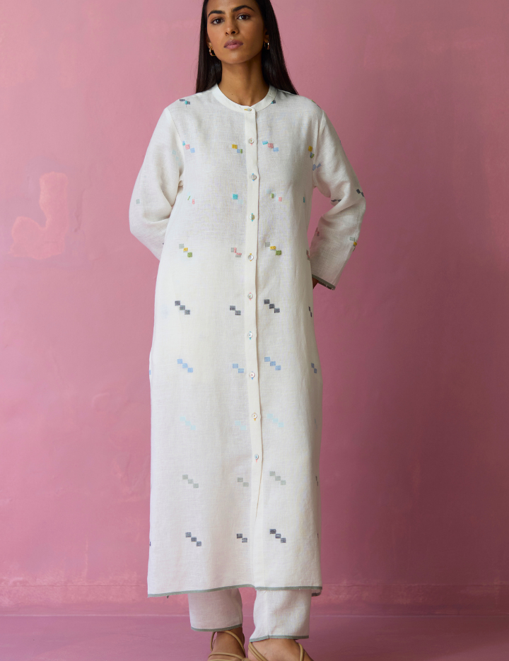 Miel Jamdani Kurta Set