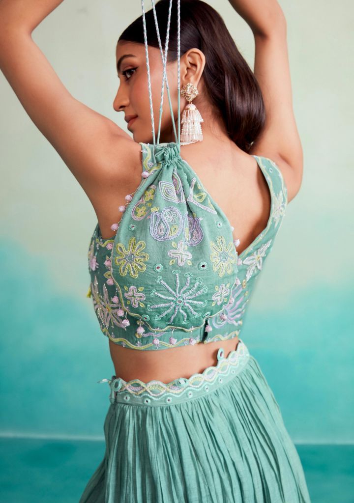 Mint Embroidered Bag