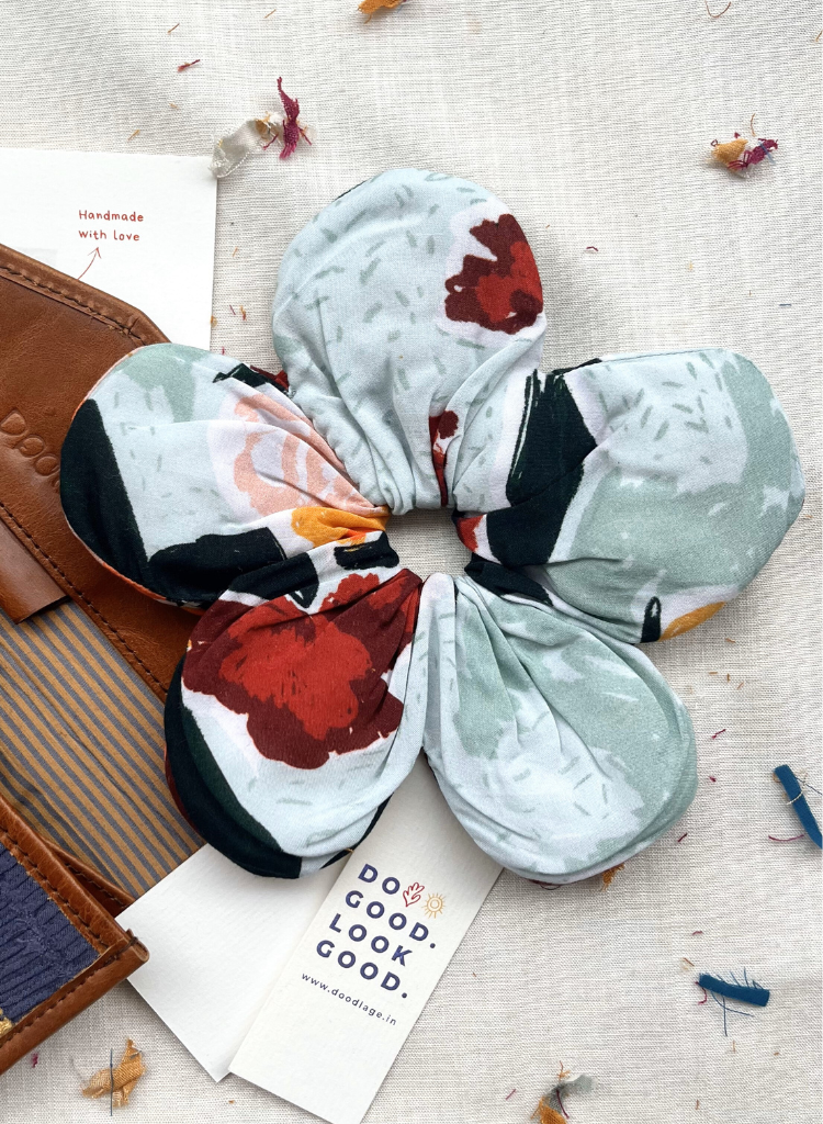 Mint Floral Scrunchie