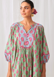Mint Green Gathered Kurta Set