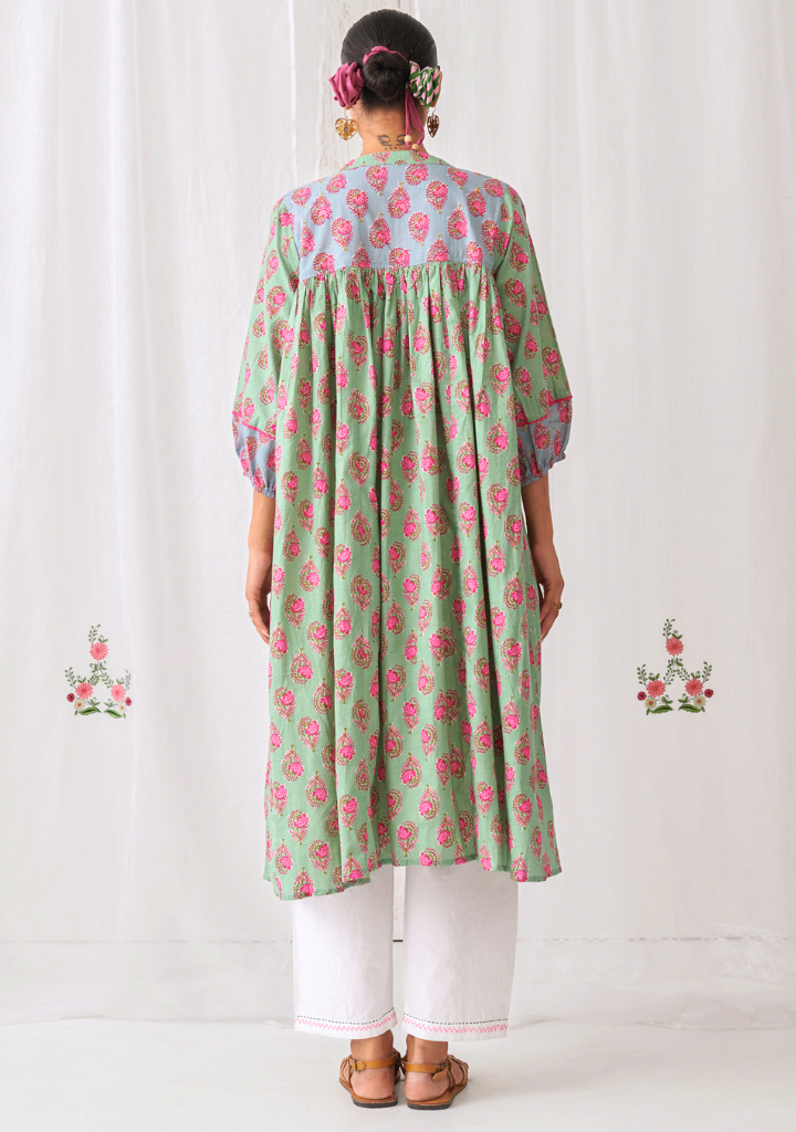 Mint Green Gathered Kurta Set