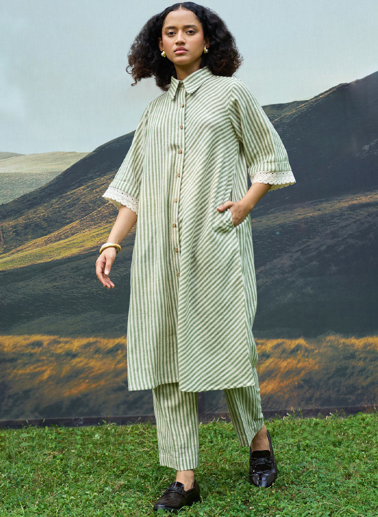 Moss Stripes Tent Dress