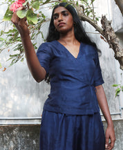 Navy Wrap Top