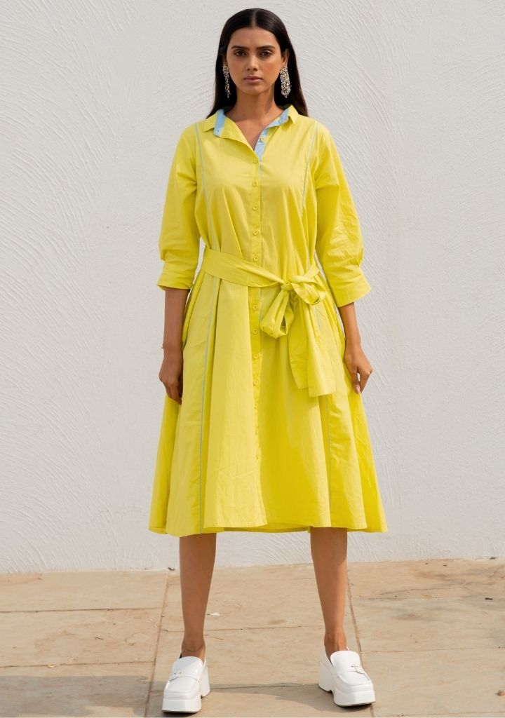 Neembu Yellow Shirt Dress
