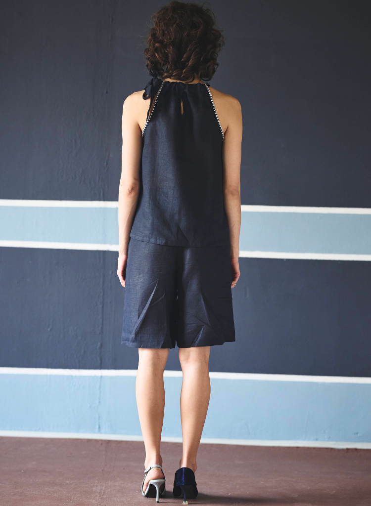 Noir Halter Tie-Up Top