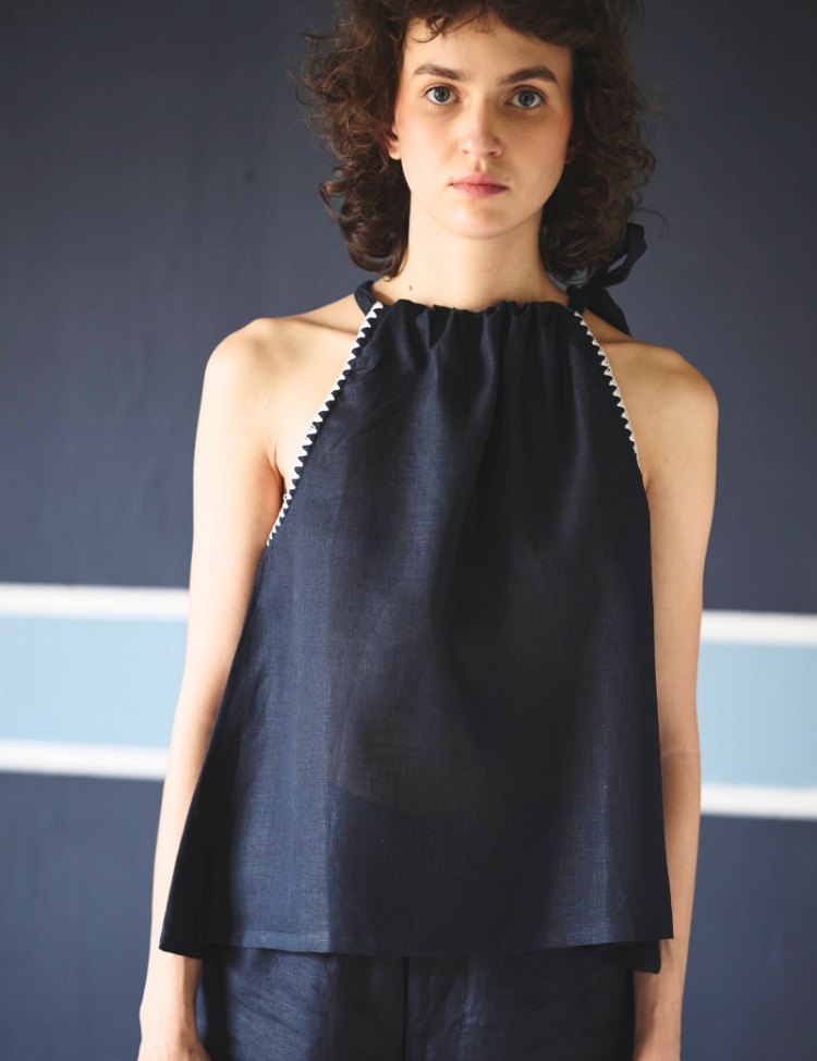 Noir Halter Tie-Up Top