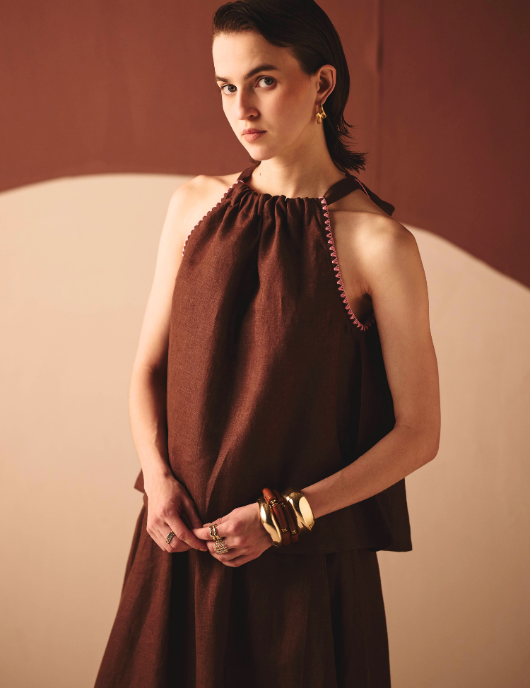 Noir Halter Tie-Up Top