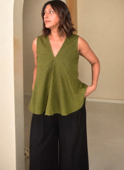 Olive Flare Top