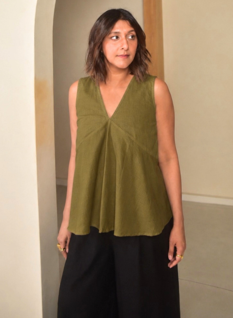 Olive Flare Top