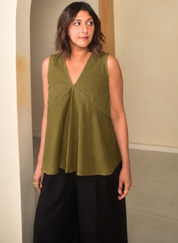 Olive Flare Top