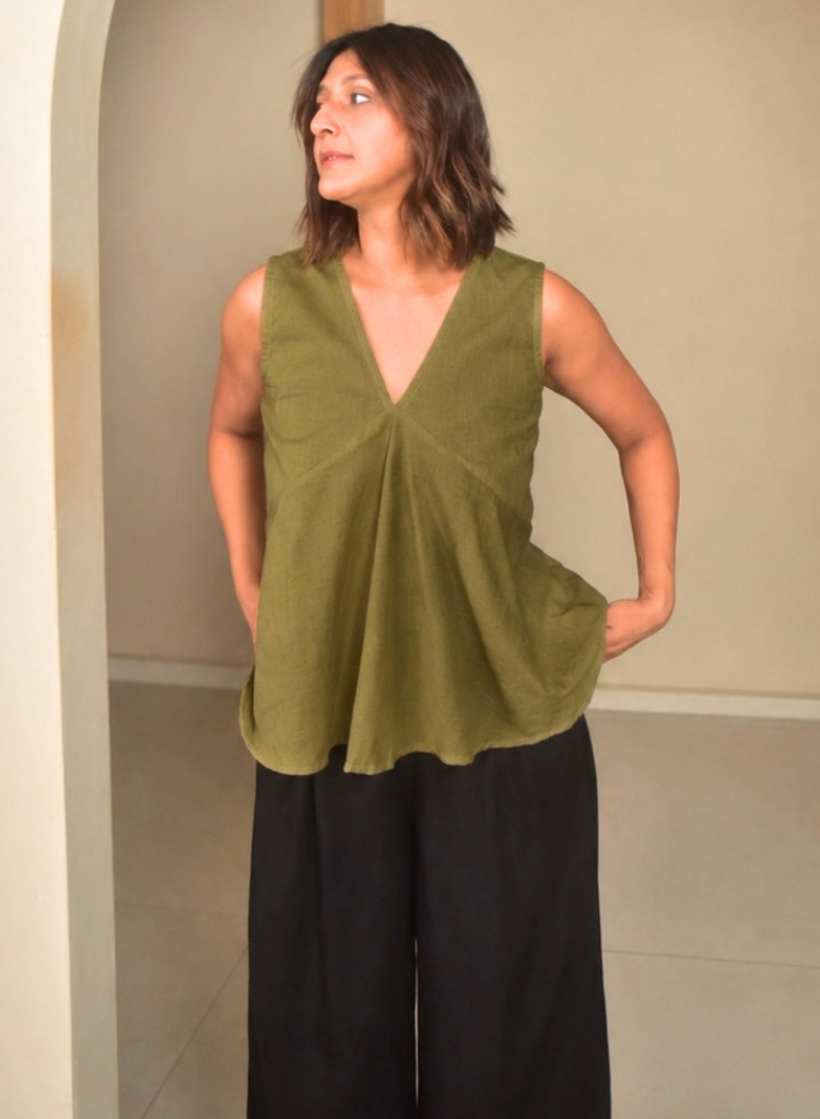Olive Flare Top