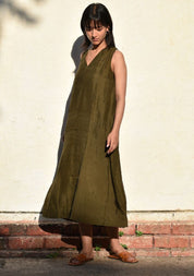 Olive Silk Dress