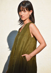 Olive Silk Dress